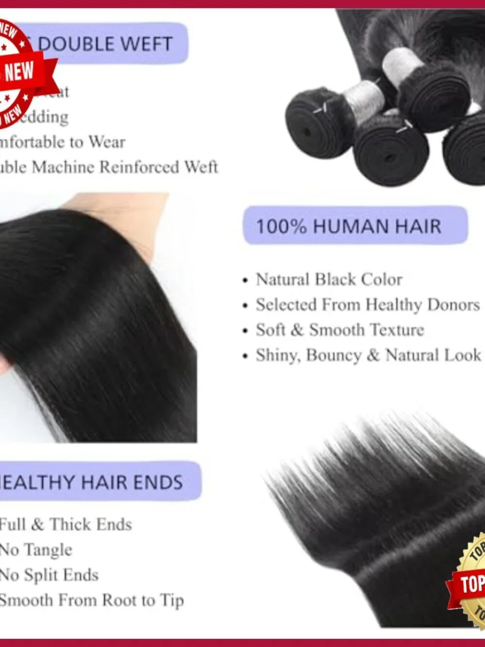 12A Human Hair Extensions 4 Bundles Brazilian Virgin Hair Straight